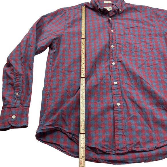 J. Crew Mens Secret Wash Organic Cotton Button-Down Shirt Red & Blue Checkered C - Picture 4 of 10